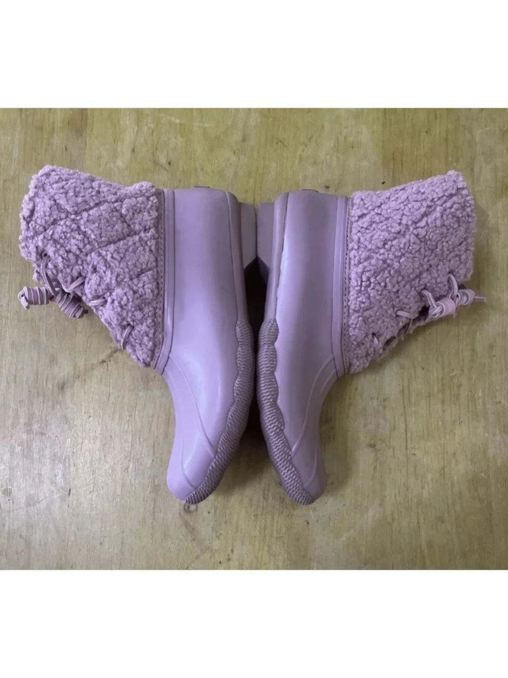 SPERRY Quilted Saltwater Sherpa Duck Boot Wool Waterproof Snow Sz 7.5 Lavender